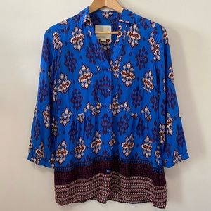 AnthropologieMaeve Woodland Walk Ikat Print Blouse